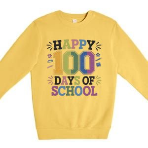 Happy 100th Day Of School Tie Dye Rainbow 100 Days Smarter Premium Crewneck Sweatshirt