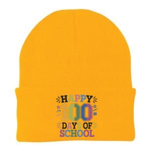 Happy 100th Day Of School Tie Dye Rainbow 100 Days Smarter Knit Cap Winter Beanie