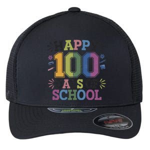 Happy 100th Day Of School Tie Dye Rainbow 100 Days Smarter Flexfit Unipanel Trucker Cap