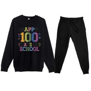 Happy 100th Day Of School Tie Dye Rainbow 100 Days Smarter Premium Crewneck Sweatsuit Set