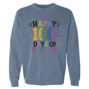 Happy 100th Day Of School Tie Dye Rainbow 100 Days Smarter Garment-Dyed Sweatshirt