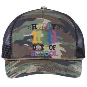 Happy 100th Day Of School Tie Dye Rainbow 100 Days Smarter Retro Rope Trucker Hat Cap