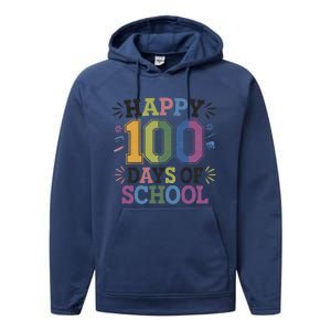 Happy 100th Day Of School Tie Dye Rainbow 100 Days Smarter Performance Fleece Hoodie