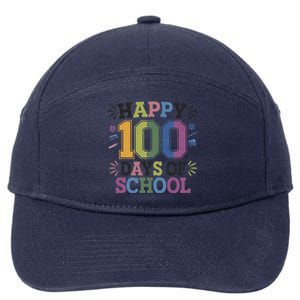 Happy 100th Day Of School Tie Dye Rainbow 100 Days Smarter 7-Panel Snapback Hat