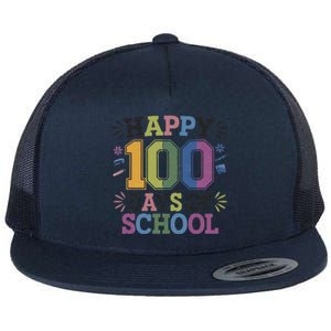 Happy 100th Day Of School Tie Dye Rainbow 100 Days Smarter Flat Bill Trucker Hat