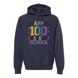 Happy 100th Day Of School Tie Dye Rainbow 100 Days Smarter Premium Hoodie