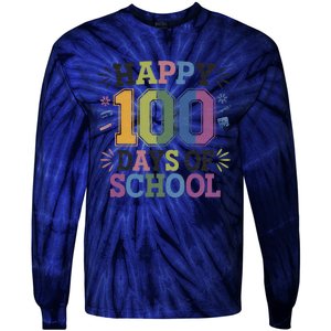 Happy 100th Day Of School Tie Dye Rainbow 100 Days Smarter Tie-Dye Long Sleeve Shirt