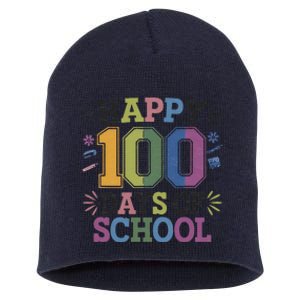 Happy 100th Day Of School Tie Dye Rainbow 100 Days Smarter Short Acrylic Beanie