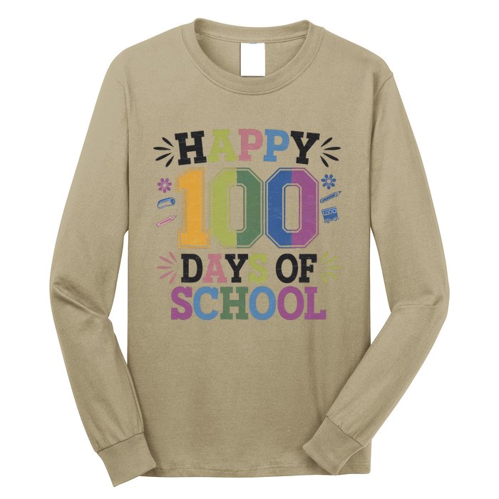 Happy 100th Day Of School Tie Dye Rainbow 100 Days Smarter Long Sleeve Shirt