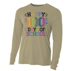 Happy 100th Day Of School Tie Dye Rainbow 100 Days Smarter Cooling Performance Long Sleeve Crew