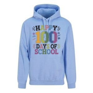 Happy 100th Day Of School Tie Dye Rainbow 100 Days Smarter Unisex Surf Hoodie