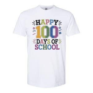 Happy 100th Day Of School Tie Dye Rainbow 100 Days Smarter Softstyle CVC T-Shirt