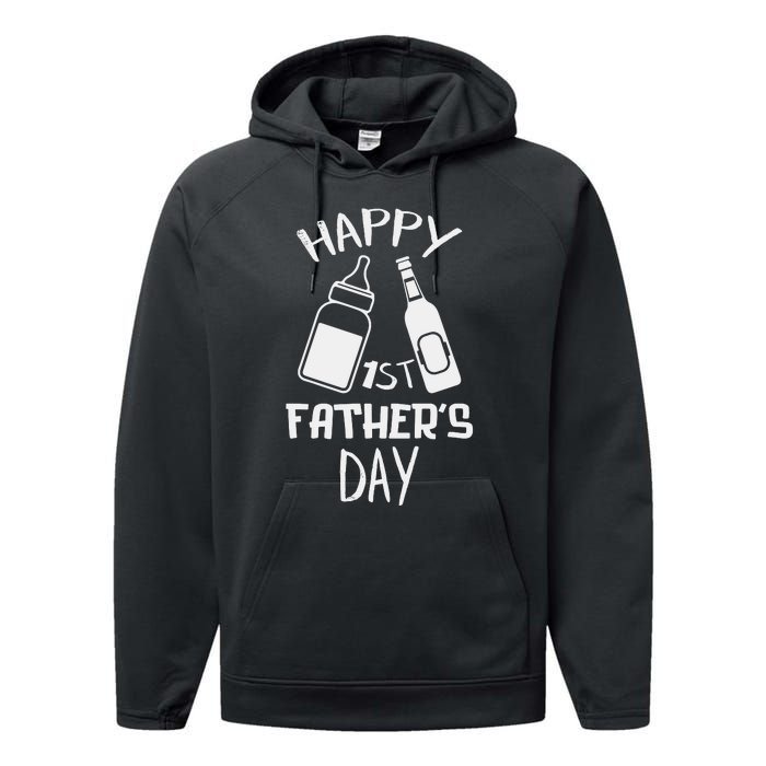 Happy 1st Father’s Day Baby File Performance Fleece Hoodie