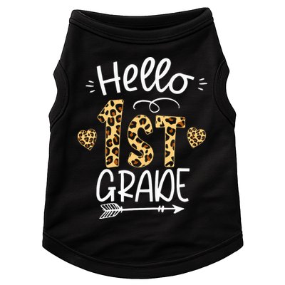 Hello 1st Grade Leopard Teacher Students Back To School First Day Of School Doggie Tank