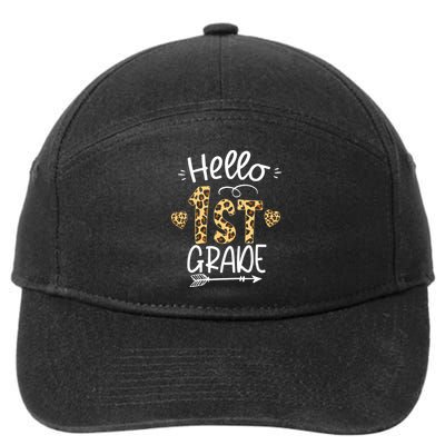 Hello 1st Grade Leopard Teacher Students Back To School First Day Of School 7-Panel Snapback Hat