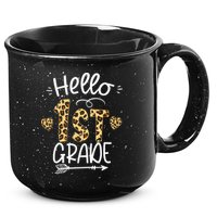 Hello 1st Grade Leopard Teacher Students Back To School First Day Of School 15oz Campfire Ceramic Mug