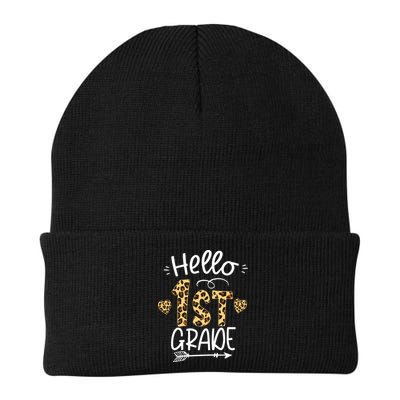 Hello 1st Grade Leopard Teacher Students Back To School First Day Of School Beanie