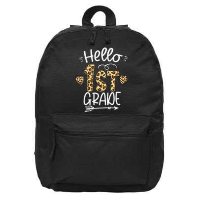 Hello 1st Grade Leopard Teacher Students Back To School First Day Of School 16 in Basic Backpack