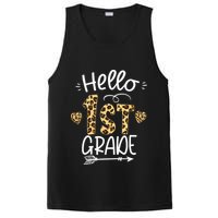 Hello 1st Grade Leopard Teacher Students Back To School First Day Of School PosiCharge Competitor Tank