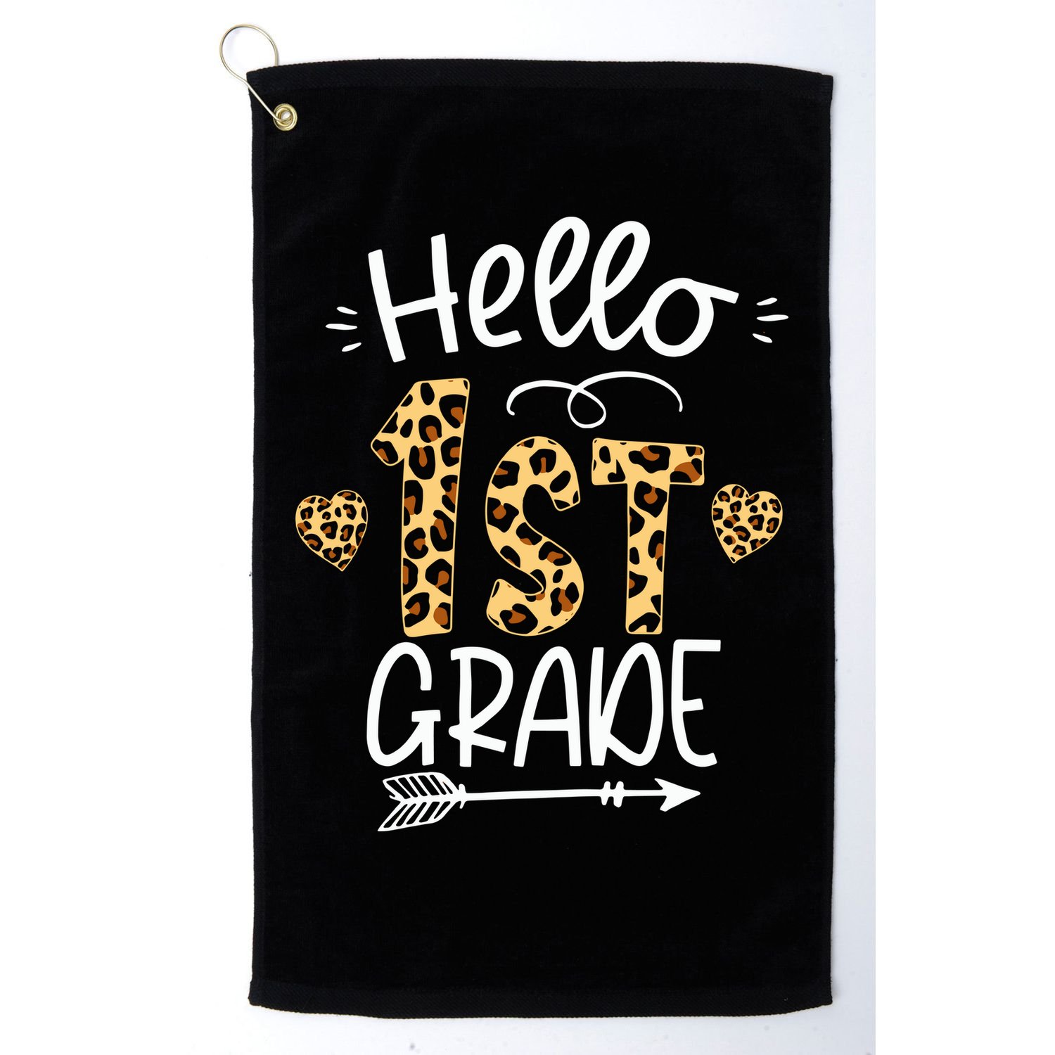 Hello 1st Grade Leopard Teacher Students Back To School First Day Of School Golf Towel