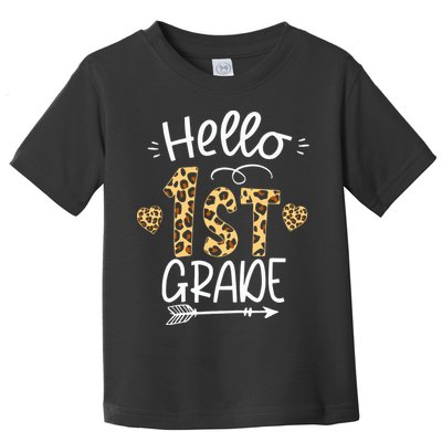 Hello 1st Grade Leopard Teacher Students Back To School First Day Of School Toddler T-Shirt