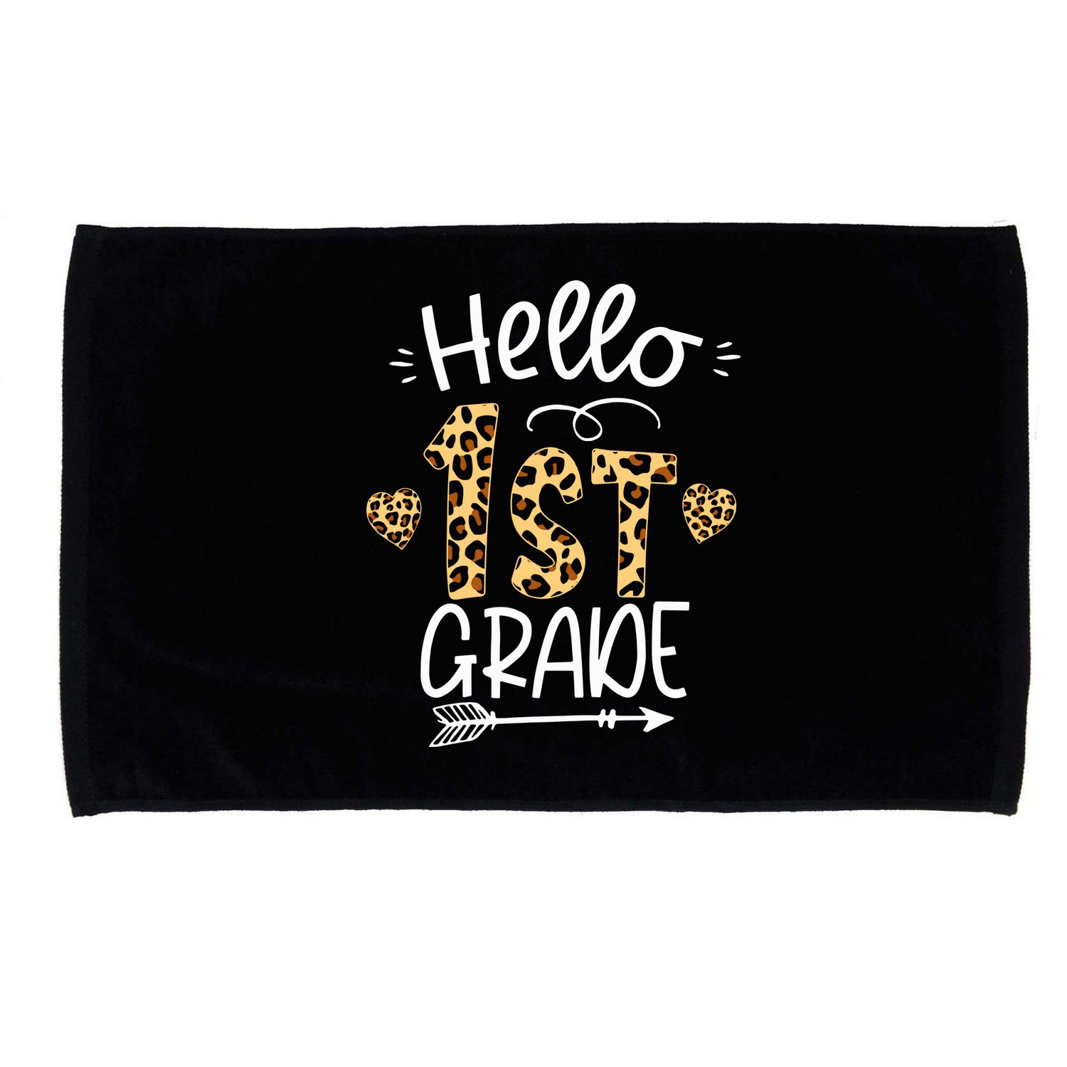 Hello 1st Grade Leopard Teacher Students Back To School First Day Of School Microfiber Hand Towel