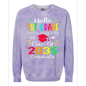 Hello 1st Grade Back To School Class Of 2035 Grow With Me Colorblast Crewneck Sweatshirt