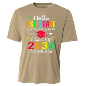 Hello 1st Grade Back To School Class Of 2035 Grow With Me Cooling Performance Crew T-Shirt