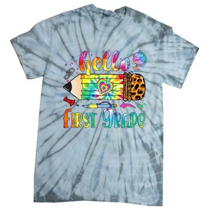 Hello 1st Grade Leopard Pencil Tie Dye Funny Back To School Tie-Dye T-Shirt