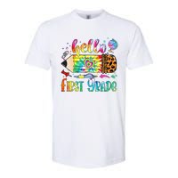 Hello 1st Grade Leopard Pencil Tie Dye Funny Back To School Softstyle CVC T-Shirt