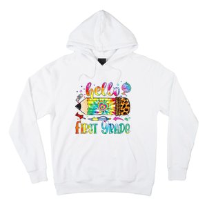 Hello 1st Grade Leopard Pencil Tie Dye Funny Back To School Hoodie