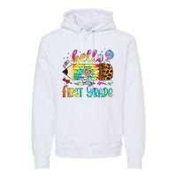 Hello 1st Grade Leopard Pencil Tie Dye Funny Back To School Premium Hoodie