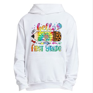 Hello 1st Grade Leopard Pencil Tie Dye Funny Back To School Urban Pullover Hoodie