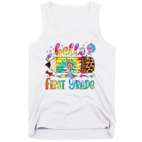 Hello 1st Grade Leopard Pencil Tie Dye Funny Back To School Tank Top