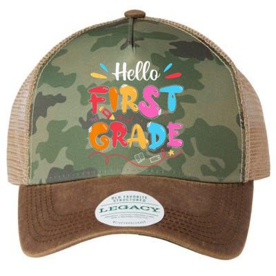 Hello 1st Grade Back To School First Grade Teachers Students Legacy Tie Dye Trucker Hat