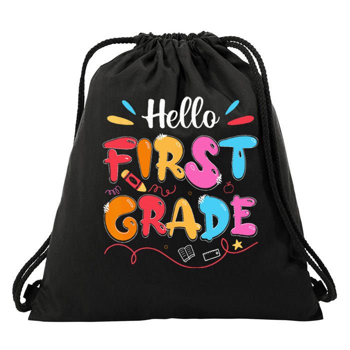 Hello 1st Grade Back To School First Grade Teachers Students Drawstring Bag