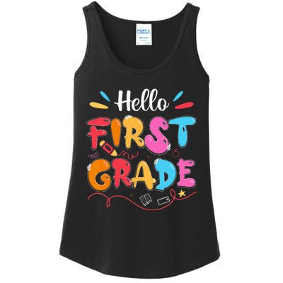 Hello 1st Grade Back To School First Grade Teachers Students Ladies Essential Tank