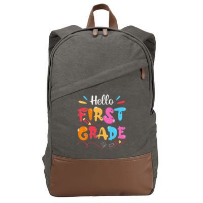 Hello 1st Grade Back To School First Grade Teachers Students Cotton Canvas Backpack