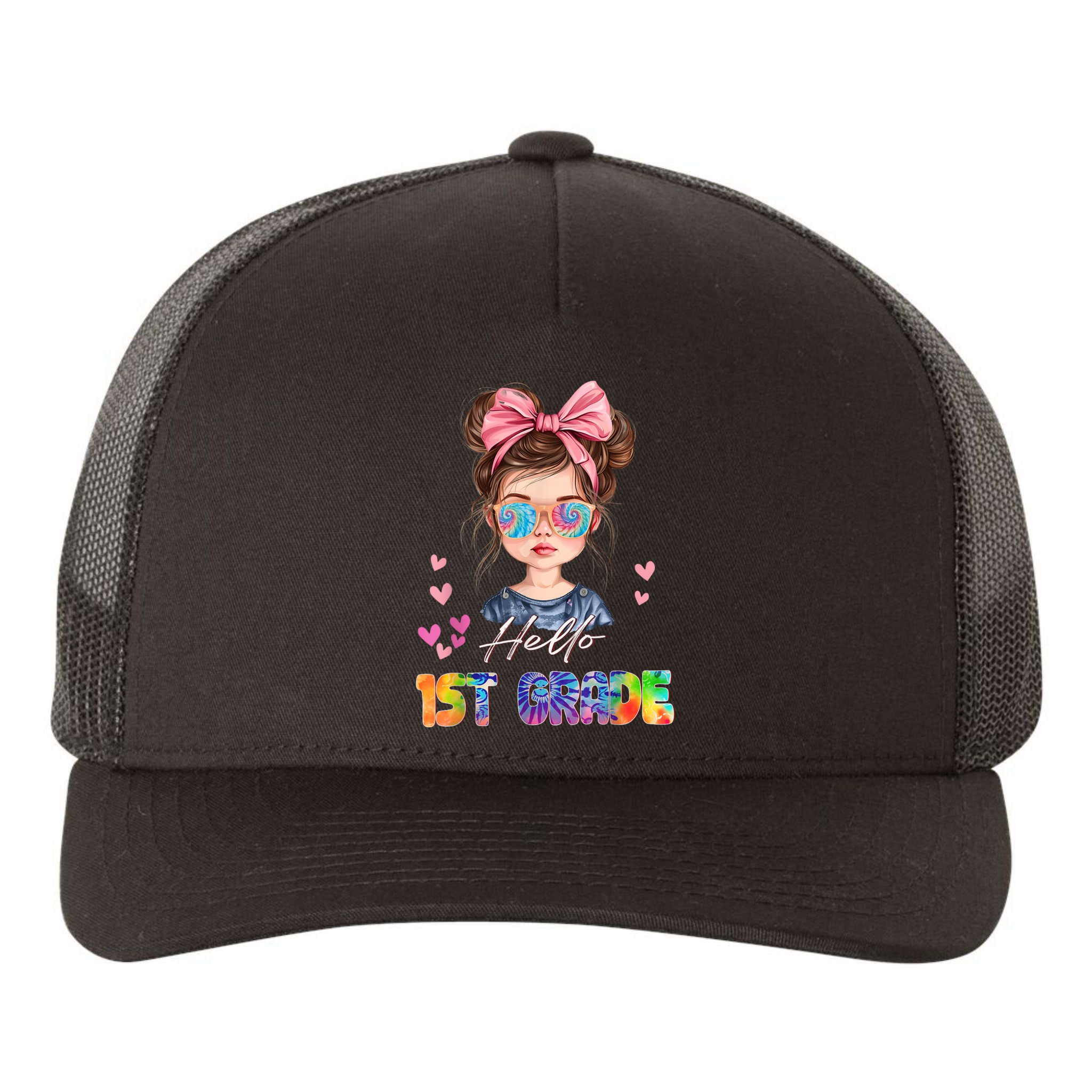 Hello 1st Grade Back To School Gift For Girl Yupoong Adult 5-Panel Trucker Hat