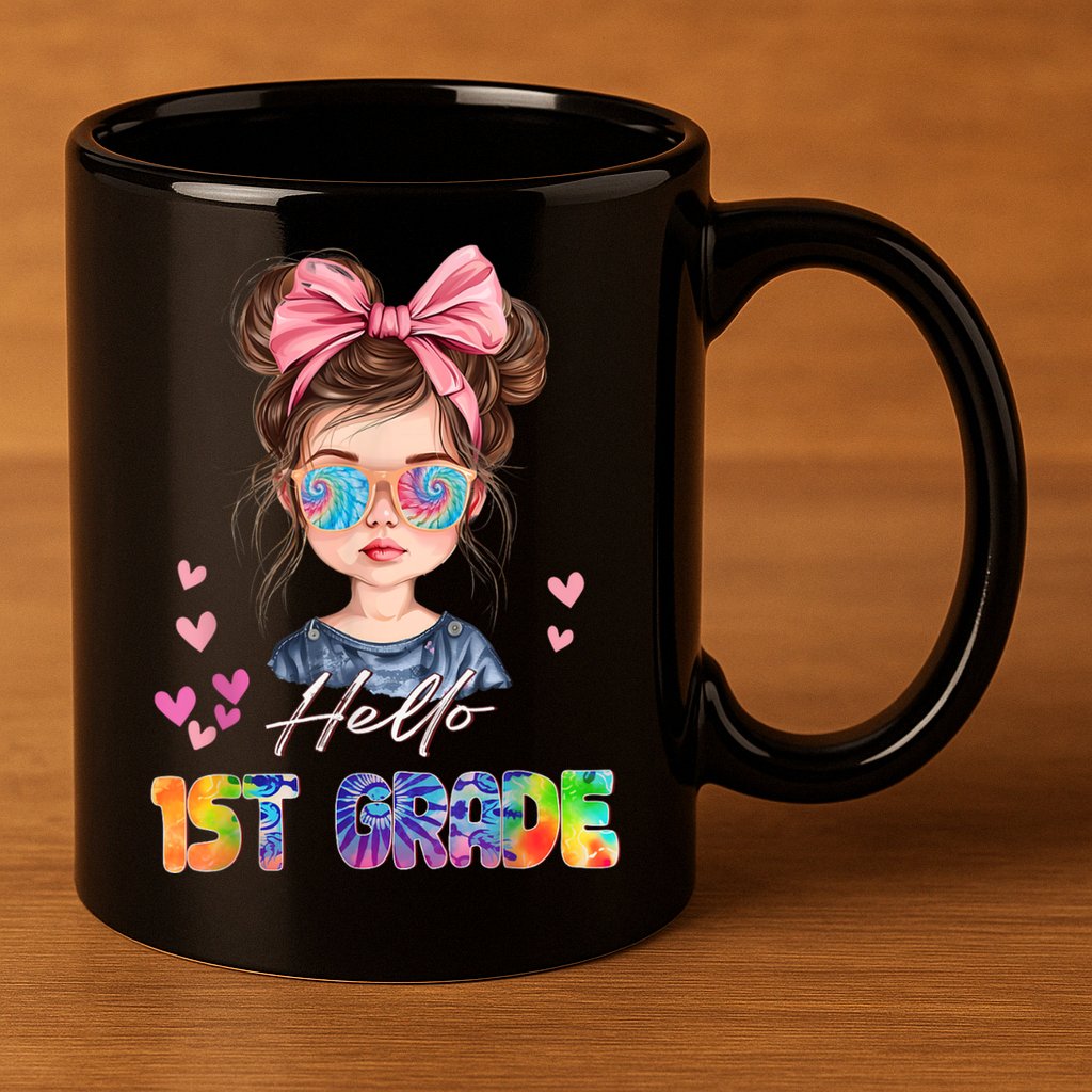 Hello 1st Grade Back To School Gift For Girl 11oz C Handle Ceramic Mug