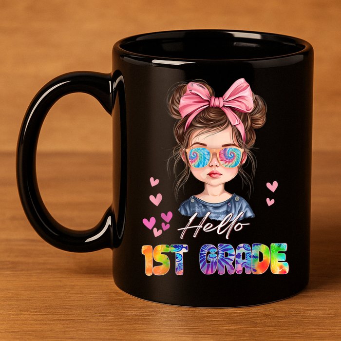 Hello 1st Grade Back To School Gift For Girl 11oz C Handle Ceramic Mug