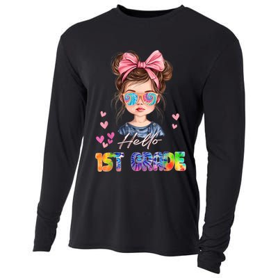 Hello 1st Grade Back To School Gift For Girl Cooling Performance Long Sleeve Crew