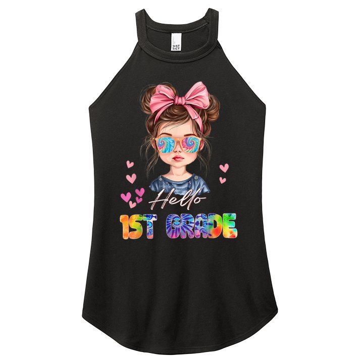 Hello 1st Grade Back To School Gift For Girl Women's Perfect Tri Rocker Tank