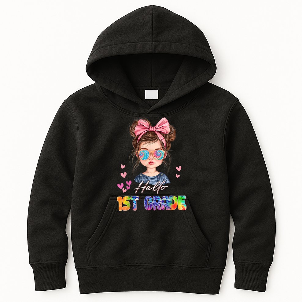 Hello 1st Grade Back To School Gift For Girl Kids Hoodie