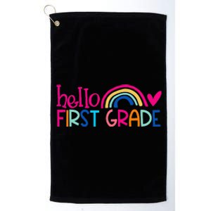 Hello 1st Grade Rainbow Student Teacher Back To School Platinum Collection Golf Towel