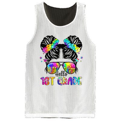 Hello 1st Grade Messy Bun Team First Grade Back To School Mesh Reversible Basketball Jersey Tank