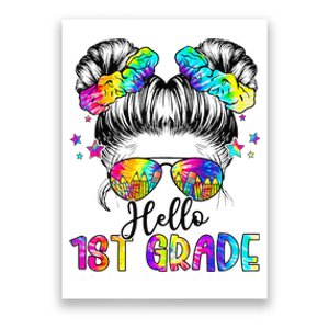 Hello 1st Grade Messy Hair Bun Girl Back To School First Day Gift Poster