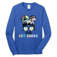 Hello 1st Grade Messy Hair Bun Girl Back To School First Day Tall Long Sleeve T-Shirt