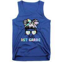 Hello 1st Grade Messy Hair Bun Girl Back To School First Day Tank Top