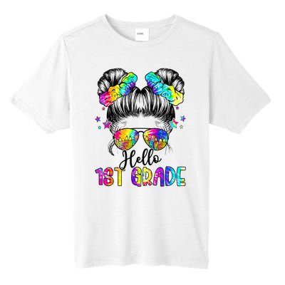 Hello 1st Grade Messy Hair Bun Back To School First Day Tall Fusion ChromaSoft Performance T-Shirt